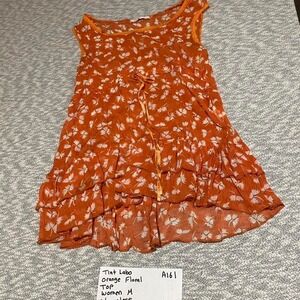 Tint Labo Orange floral top with tie detail women M. SKU-A161#floral #summer